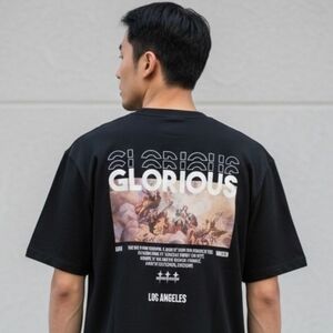 Graphic Back Print Men's Black T-Shirt